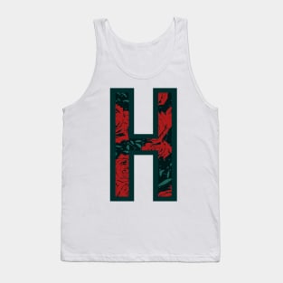 Modern Rose Floral Initial Name Alphabet - Letter H Tank Top